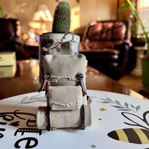 Christmas/Vintage Like Canvas Backpack Tree Ornament.